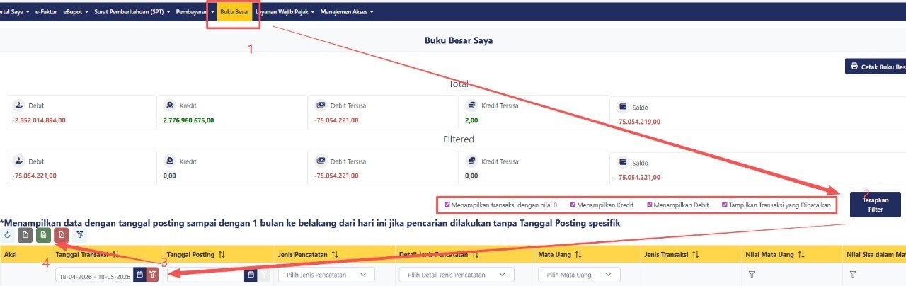 Tampilan Buku Besar Coretax